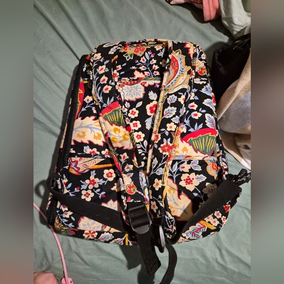 Vera Bradley Floral Backpack - Black, Red, Blue - Picture 8 of 12
